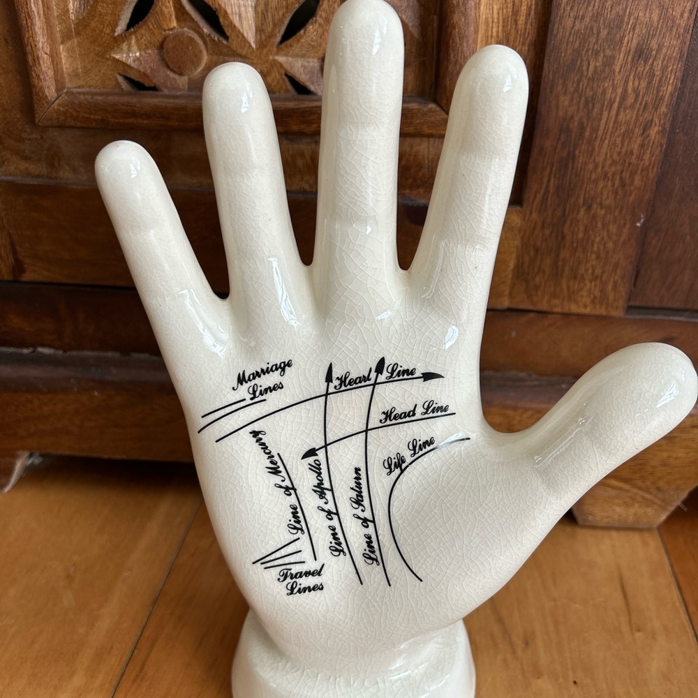 Palmistry Hand Sculpture in Cream